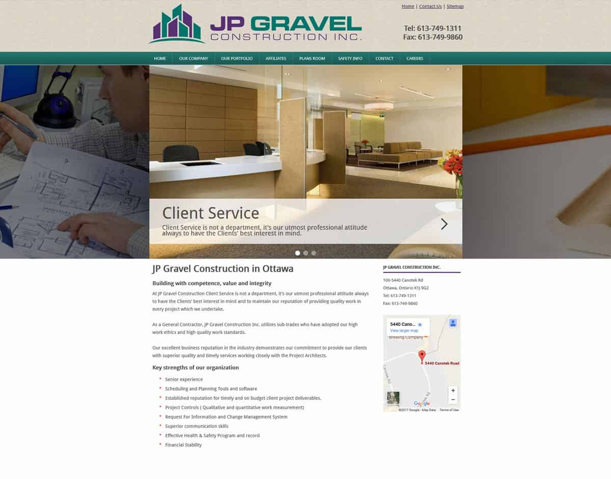 Portfolio Image of JP Gravel Construction Website