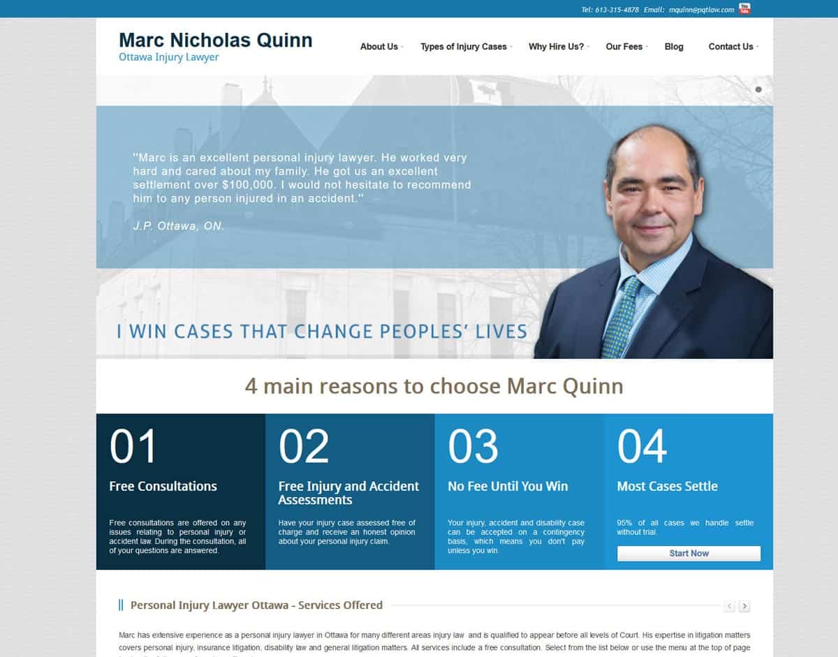 Portfolio Image of Ottawa Injury Law Firm Website